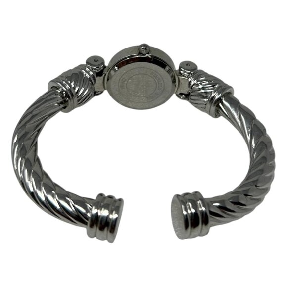 Stainless Steel Silver-Tone Bangle Bracelet Cuff Watch Quartz Movement - Picture 4 of 16